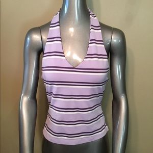 Vintage Eye Candy purple striped cropped tank tops